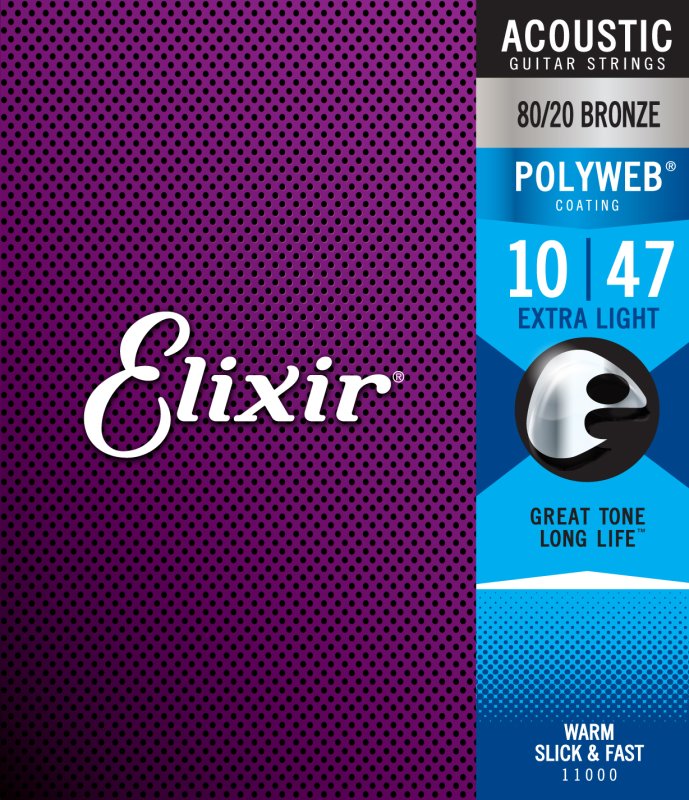 Elixir - Extra Light Acoustic 80/20 Bronze With Polyweb Coating (.010 - .047) #11000