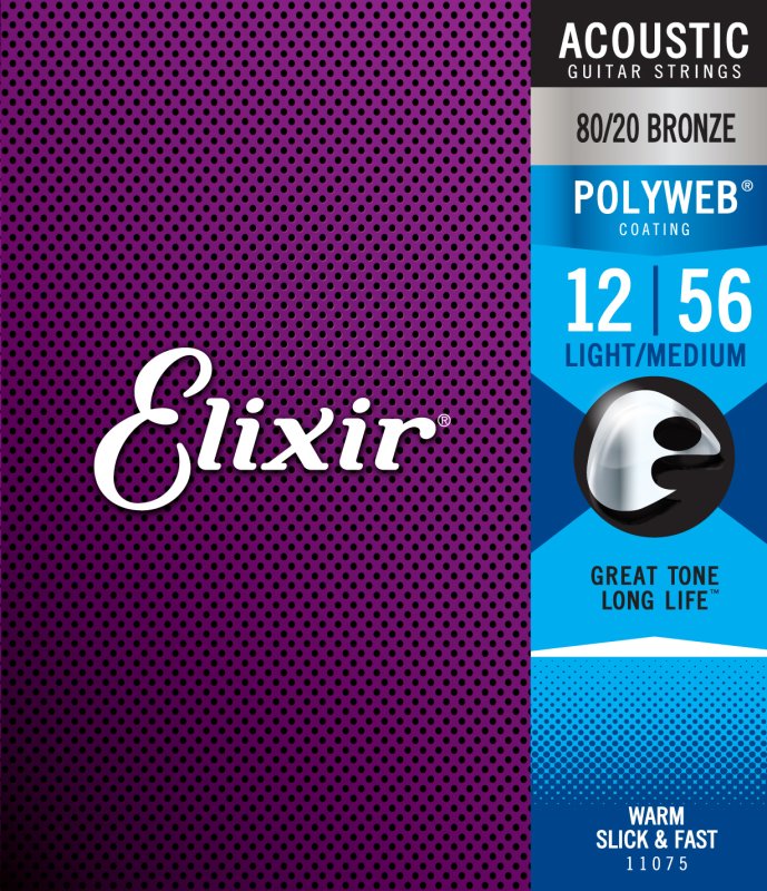 Elixir - Light-Medium Acoustic 80/20 Bronze With Polyweb Coating (.012 - .056) #11075