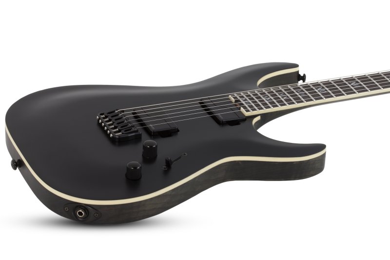 Schecter - Solid Body Electric Guitar with Swamp Ash Body, Maple/Walnut/Padauk Neck - Satin Black #1347-SHC