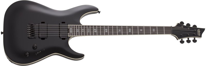 Schecter - Solid Body Electric Guitar with Swamp Ash Body, Maple/Walnut/Padauk Neck - Satin Black #1347-SHC