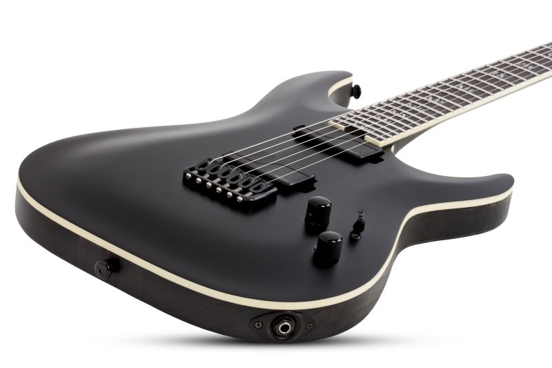 Schecter - Solid Body Electric Guitar with Swamp Ash Body, Maple/Walnut/Padauk Neck - Satin Black #1347-SHC