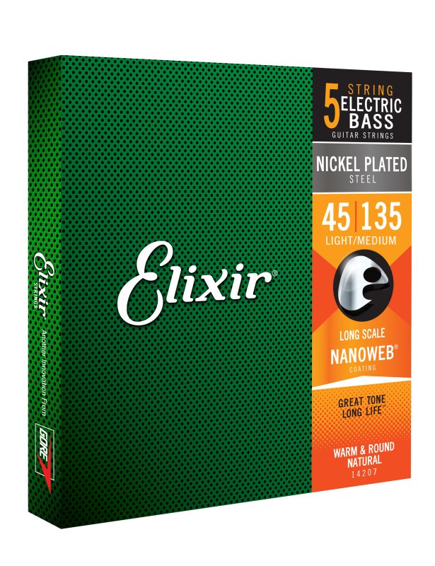 Elixir - 5-string Light/medium, Long Scale .045 - .135 Electric Bass Nickel Plated Steel With Na #14207