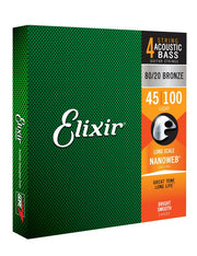 Elixir - 4-String Acoustic Light / Long Scale Acoustic Bass 80/20 Bronze With Nanoweb Coating (.045-.100) #14502