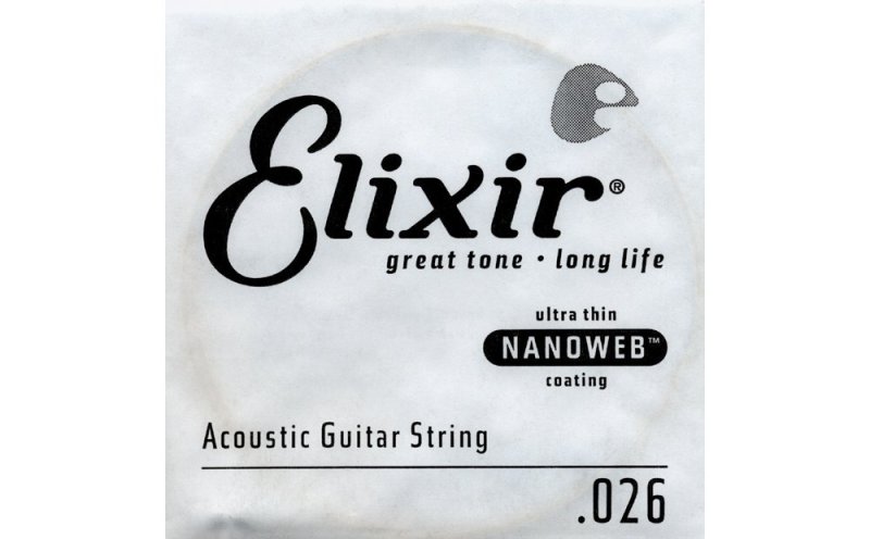 Elixir - Nanoweb .026 Acoustic Guitar String Single, ,026 #15126
