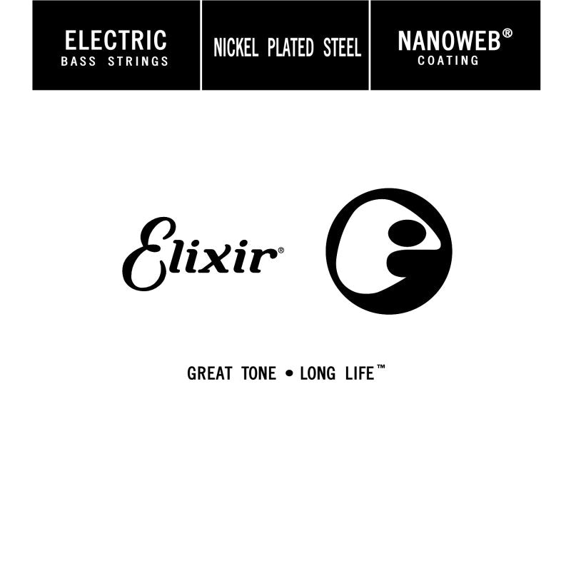 Elixir - 5th String Single, Light B, Long Scale Electric Bass Nickel Plated Steel With Nanoweb Coating, .130 #15430