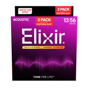 Elixir - Elixir Acoustic Phosphor Bronze w/ NANOWEB® Technology - 3Pk 16102 #16570