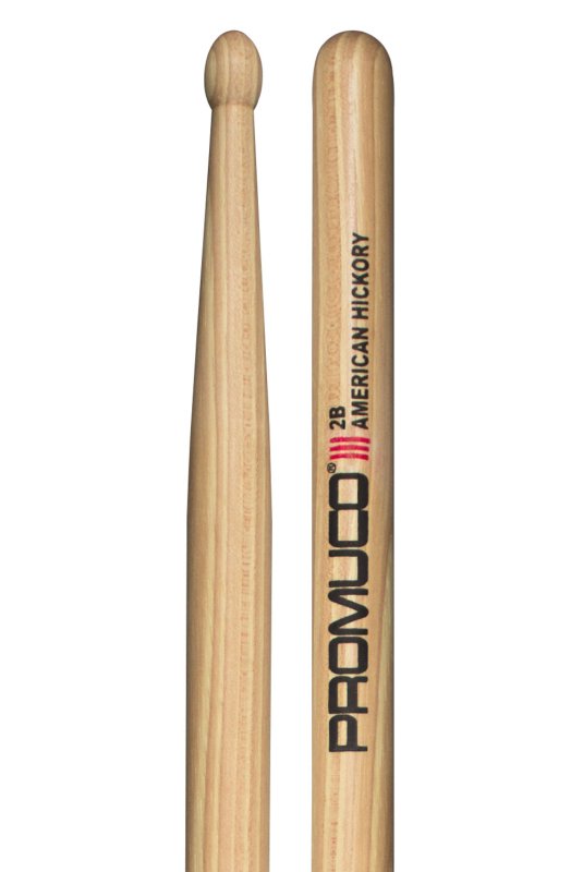 Promuco - American Hickory 2B Drumsticks, Wood Tip #18012BX