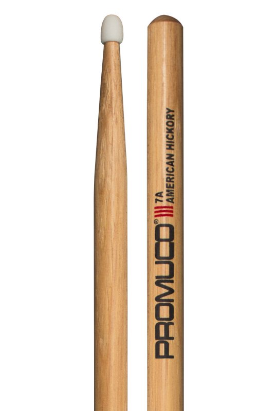 Promuco - American Hickory Drumsticks - 7A, Nylon Tip #1801N7AX