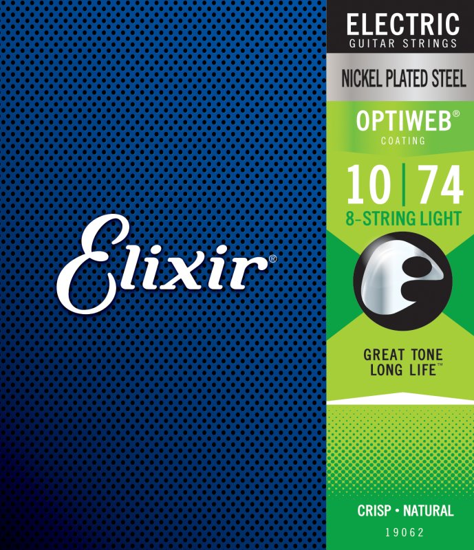 Elixir - Optiweb Coated Nickel Plated Electric 8-String Guitar Strings Light 10-74 #19062