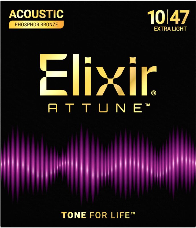 Elixir - ATTUNE Phosphor Bronze Extra Light Acoustic Guitar Strings #21002
