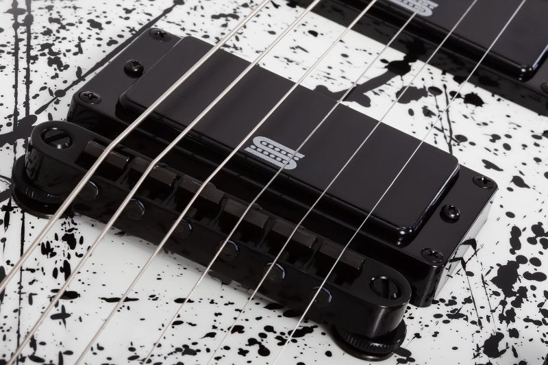 Schecter - C-1 Ink Bomb Electric Guitar, White with Black Splatters #2986-SHC