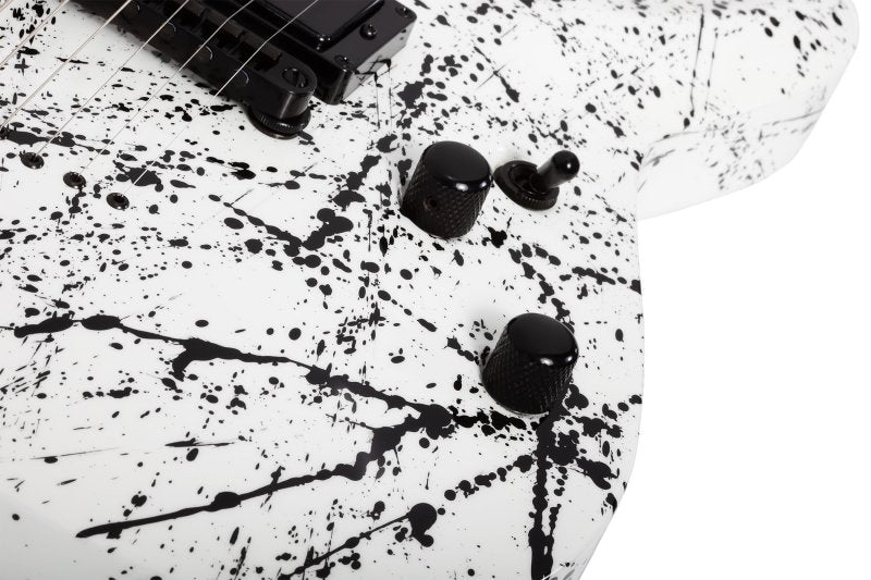 Schecter - C-1 Ink Bomb Electric Guitar, White with Black Splatters #2986-SHC
