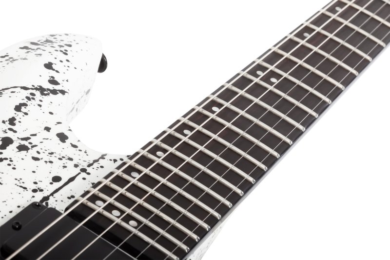 Schecter - C-1 Ink Bomb Electric Guitar, White with Black Splatters #2986-SHC