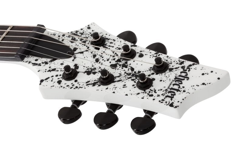 Schecter - C-1 Ink Bomb Electric Guitar, White with Black Splatters #2986-SHC