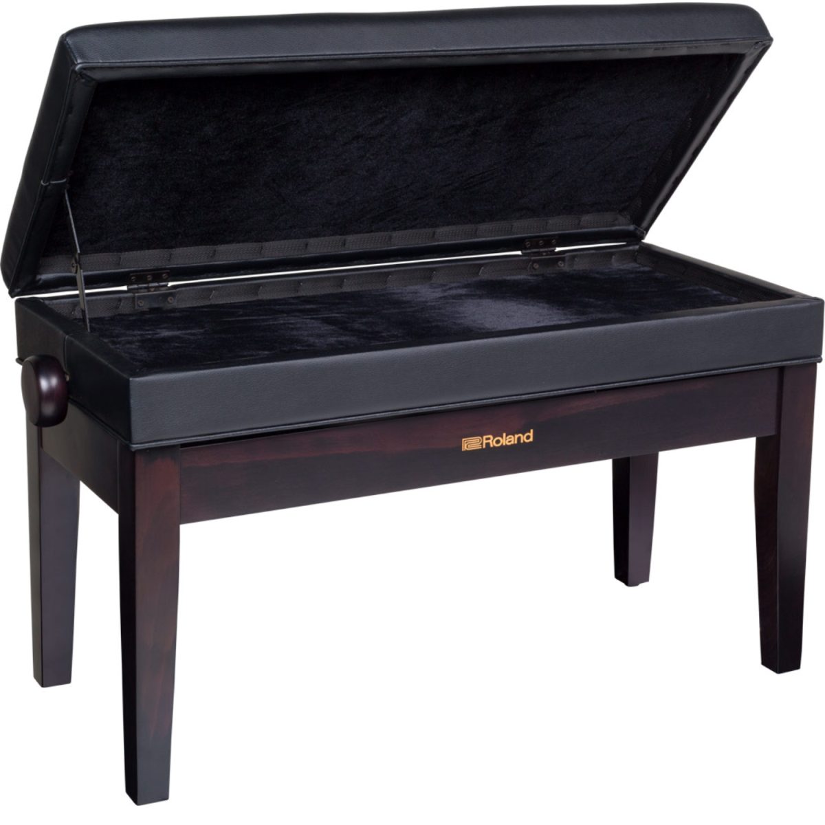Roland - Duet Piano Bench with Storage Compartment - Rosewood - RPBD400RW-open