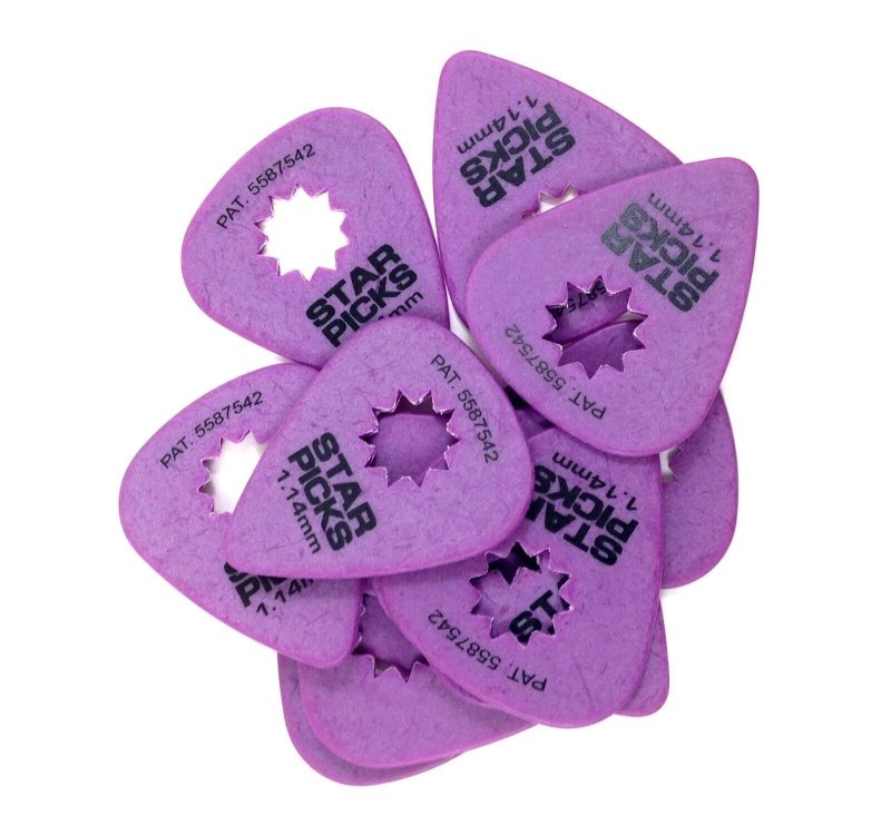 Cleartone - Star Picks Delrin Guitar Picks Blister Pack - 1.14mm Purple (12 Pack) #30026-CLR