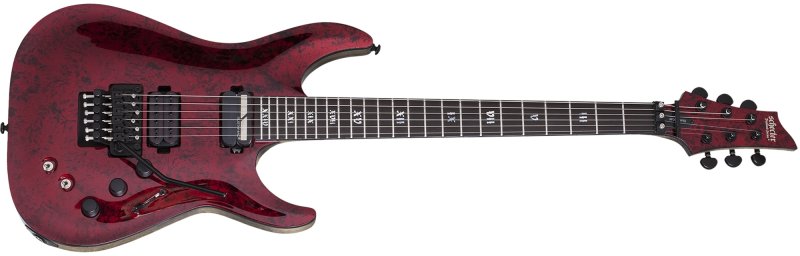Schecter - Solidbody Electric Guitar with Swamp Ash Body, Maple/Bubinga Neck, Ebony Fretboard, Red Reign #3057-SHC