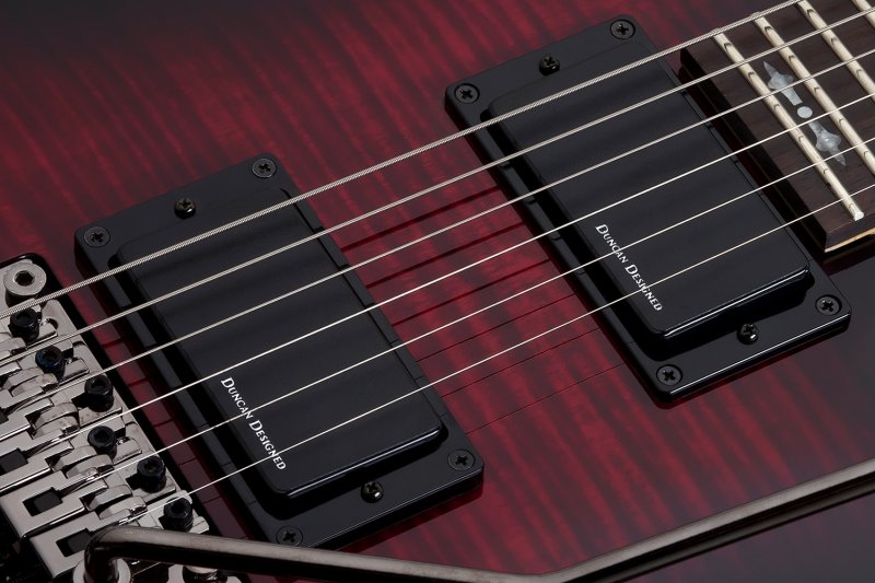 Schecter - Demon 6 FR Series Electric Guitar, Crimson Red Burst #3247-SHC
