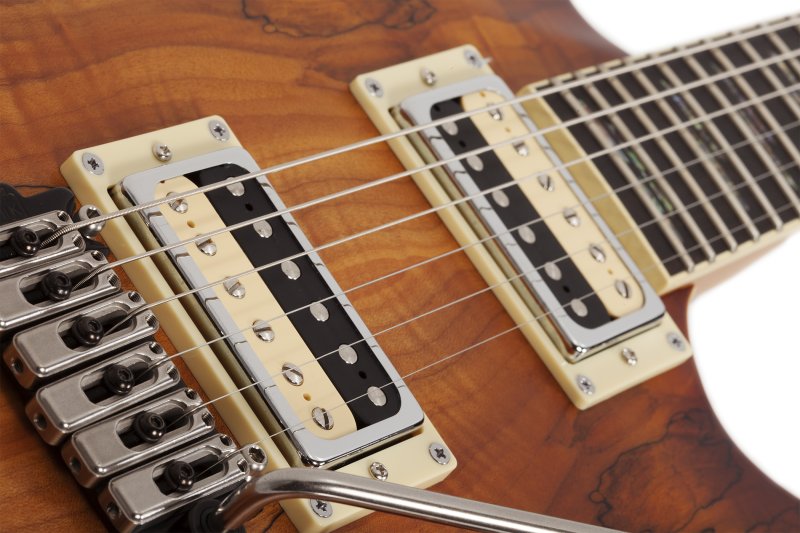 Schecter - C-1 Exotic Spalted Maple Electric Guitar, Satin Natural Vintage Burst #3338-SHC
