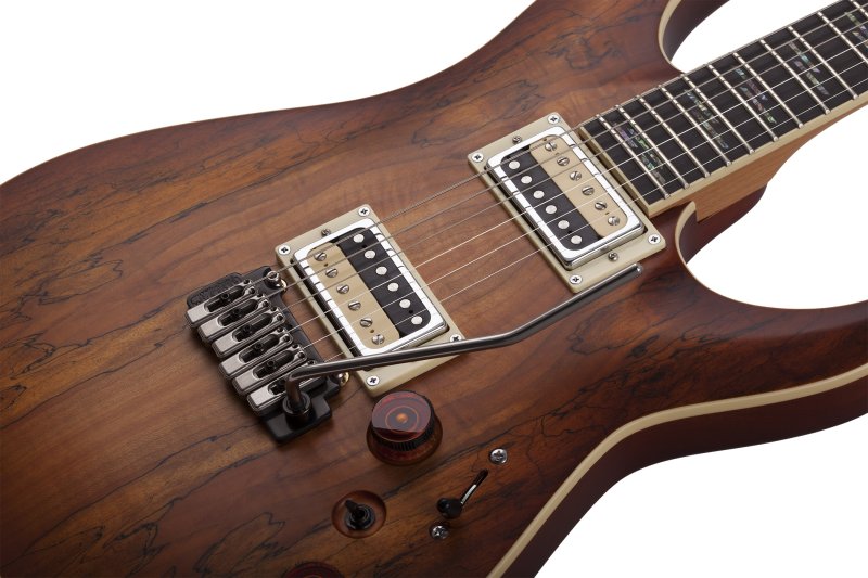 Schecter - C-1 Exotic Spalted Maple Electric Guitar, Satin Natural Vintage Burst #3338-SHC