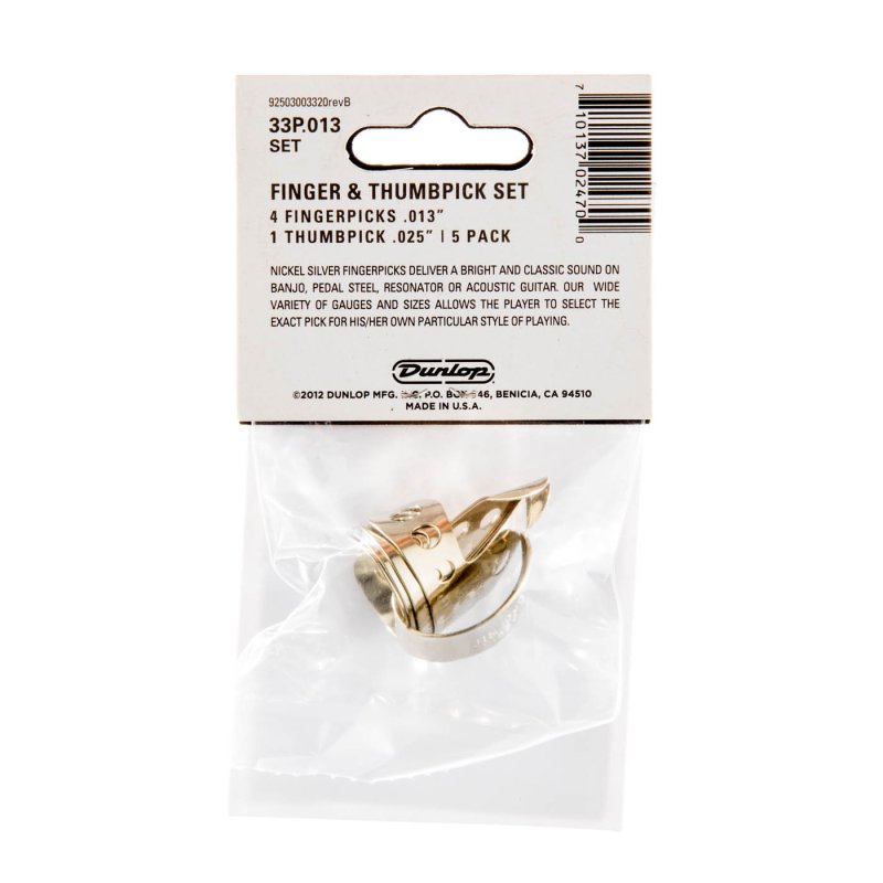Dunlop - Nickel Silver Finger & Thumbpicks .013" #33P-013