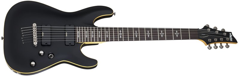 Schecter - Demon-7 Electric Guitar, Aged Black Satin #3662-SHC