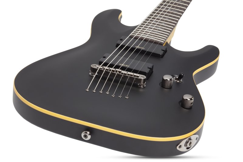 Schecter - Demon-7 Electric Guitar, Aged Black Satin #3662-SHC