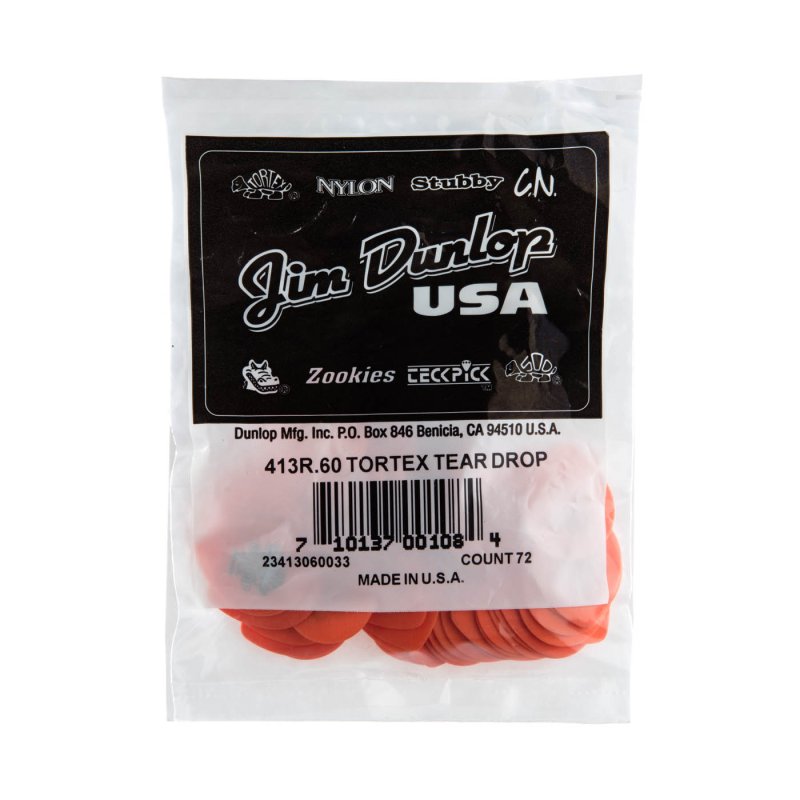 Dunlop - Orange 0.60mm Tortex® Teardrop Guitar Pick (72/pack) #413R-60