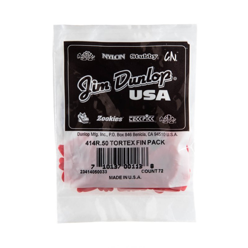 Dunlop - Red 0.50mm Tortex® Fin Guitar Pick (72/bag) #414R-50