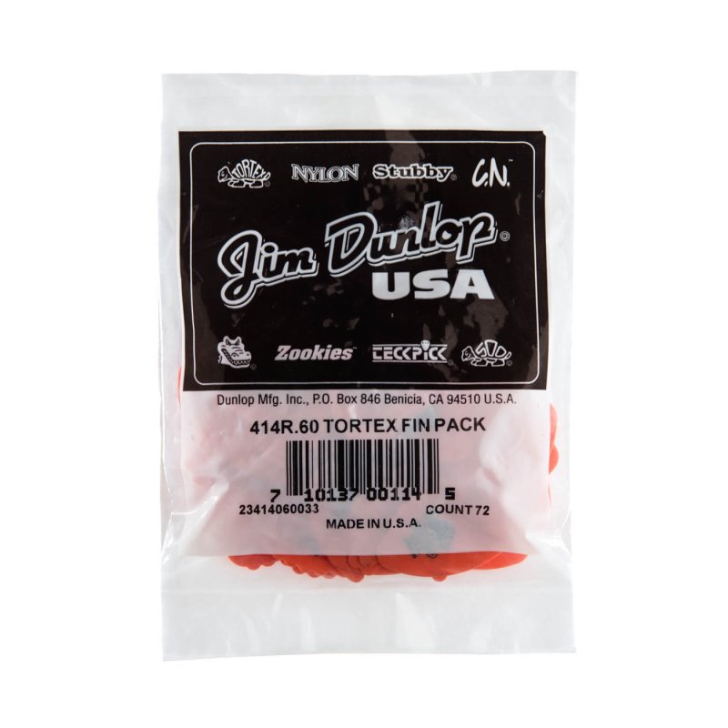 Dunlop - Orange 0.60mm Tortex® Fin Guitar Pick (72/bag) #414R-60