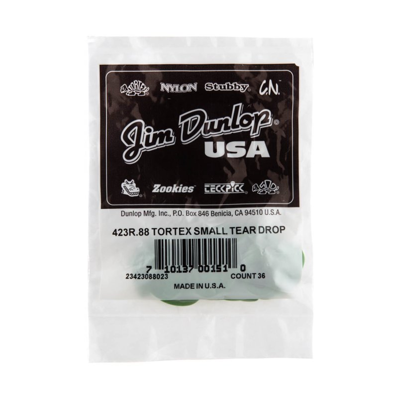 Dunlop - Green 0.88mm Tortex® Small Teardrop Guitar Pick (36/bag) #423R-88