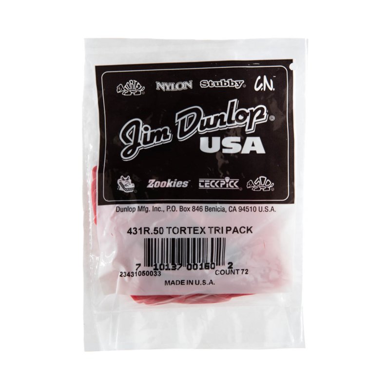 Dunlop - Red 0.50mm Tortex® Triangle Guitar Pick (72/bag) #431R-50