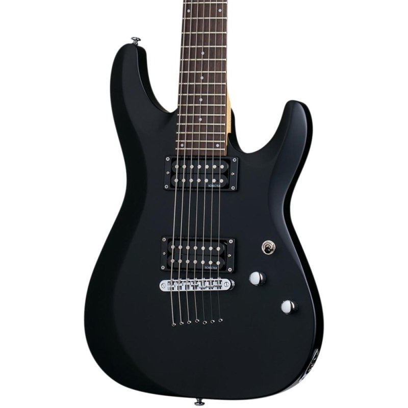 Schecter - C-7 Deluxe 7-String Electric Guitar, Satin Black #437-SHC
