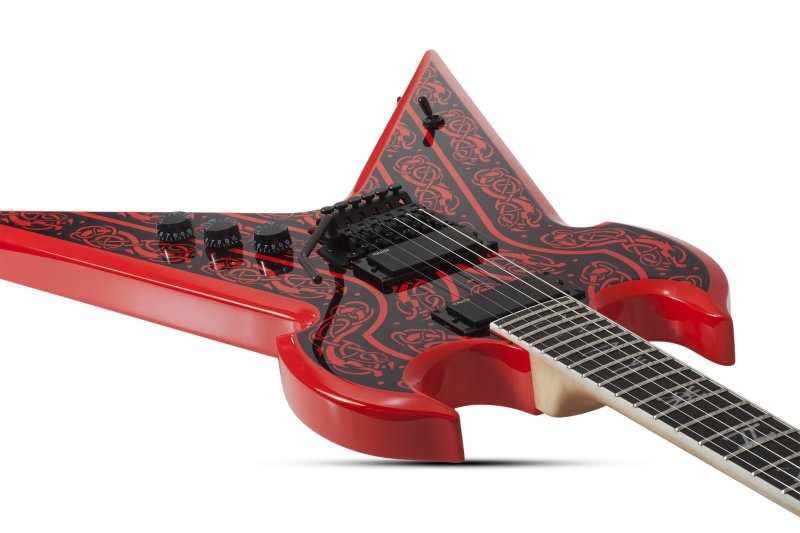 Schecter - Warhammer FR Norse Dragon Pinstripe Electric Guitar, Red #4580-SHC