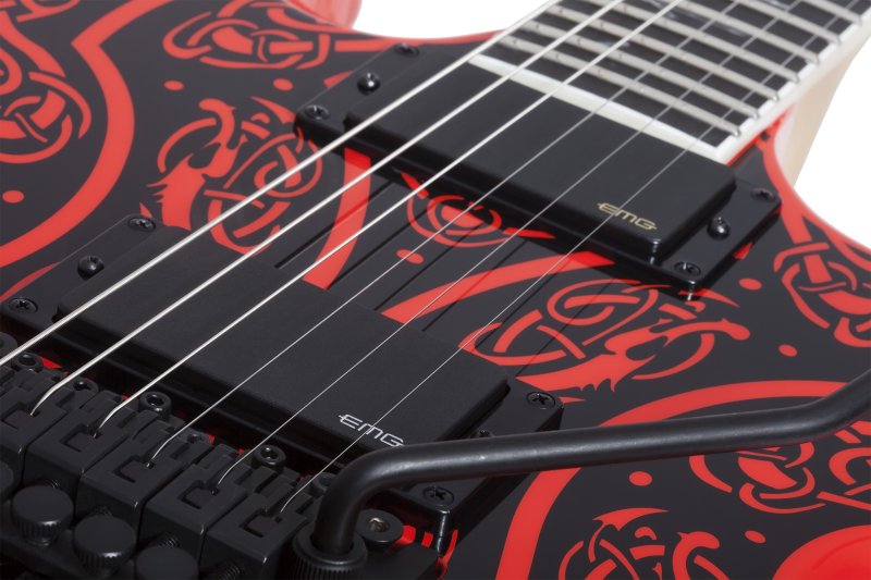 Schecter - Warhammer FR Norse Dragon Pinstripe Electric Guitar, Red #4580-SHC
