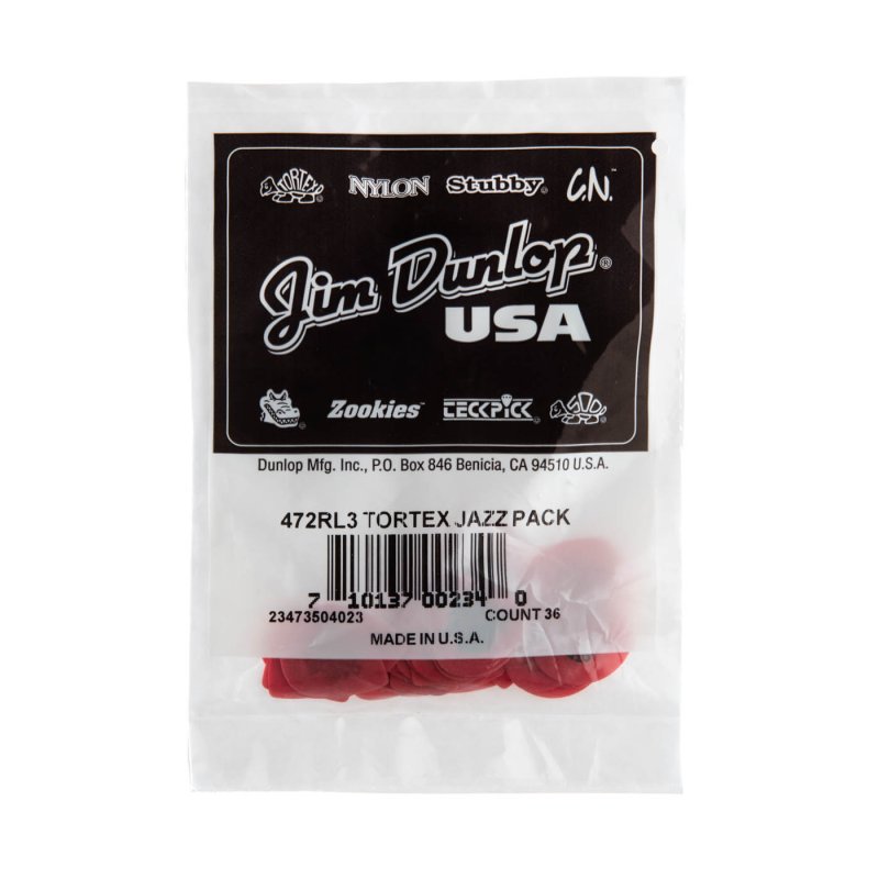 Dunlop - Red Tortex® Jazz III Guitar Pick (36/bag) #472RL3