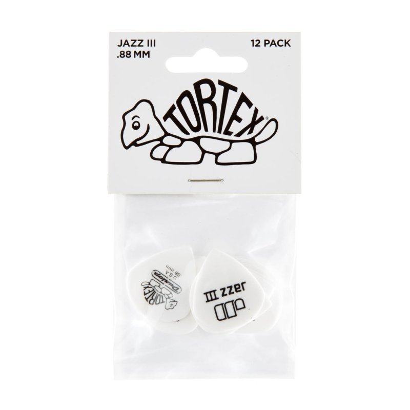Dunlop - 0.88mm Tortex® White Jazz III Guitar Pick (12/pack) #478P.88