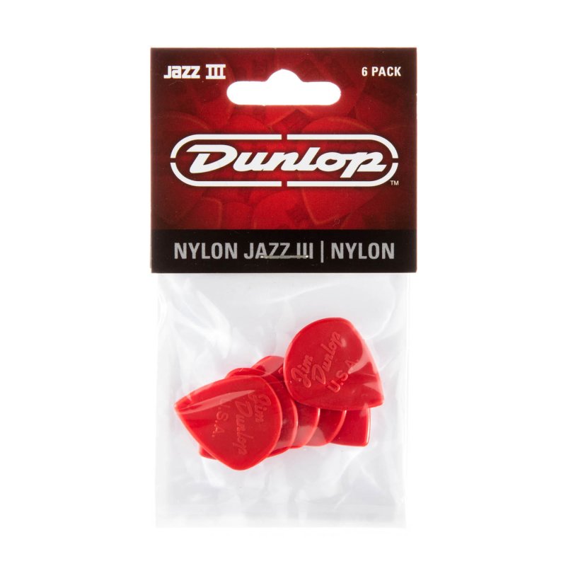 Dunlop - Red Nylon Jazz III Guitar Pick #47P3-N