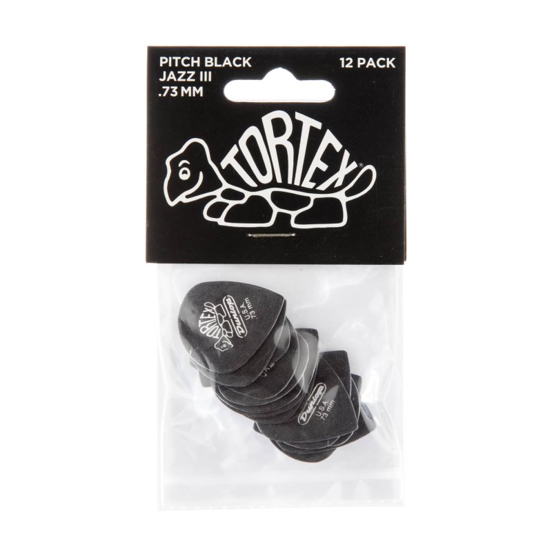 Dunlop - 0.73mm Tortex® Pitch Black Jazz III Guitar Pick (12/pack) #482P.73