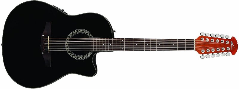 Applause - CS Steel 12 String Acoustic / Electric Guitar, Black Satin #AB2412-5S