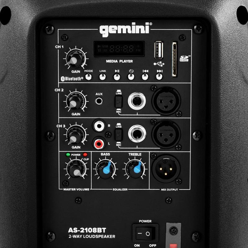 Gemini - 500 Watt Active 8” Bluetooth Loudspeaker #AS-2108BT