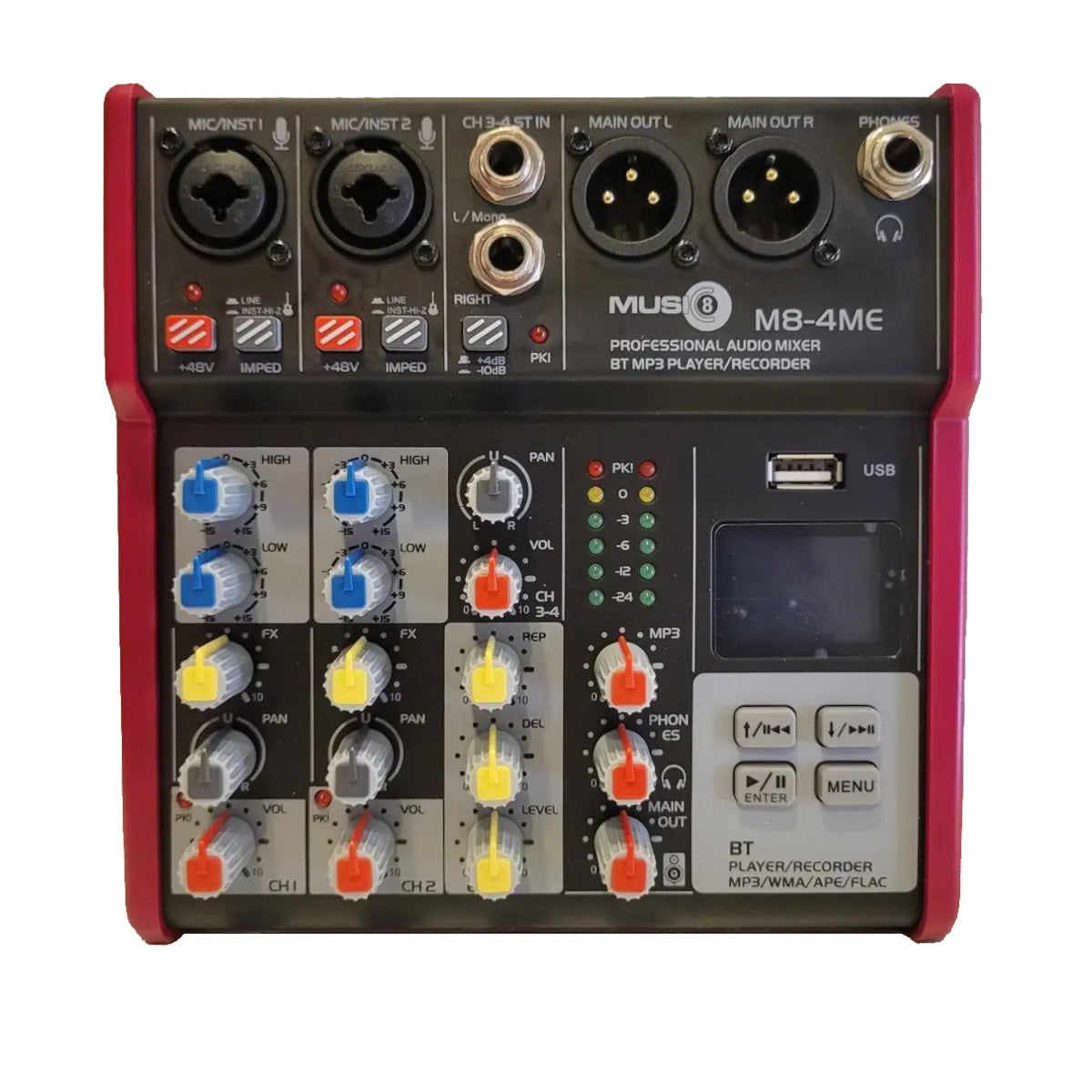 Music 8 - M8-4ME 4 Inputs Audio Mixer with Bluetooth MP3 Player