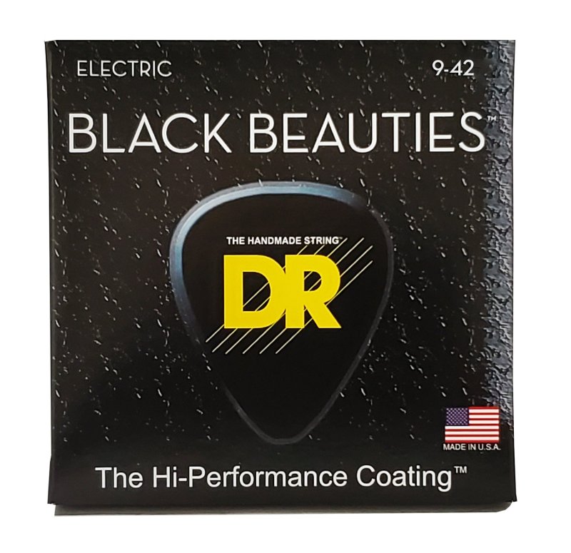 DR - Black Beauties Coated Electric Guitar Strings, Light (9-42) #BKE-9