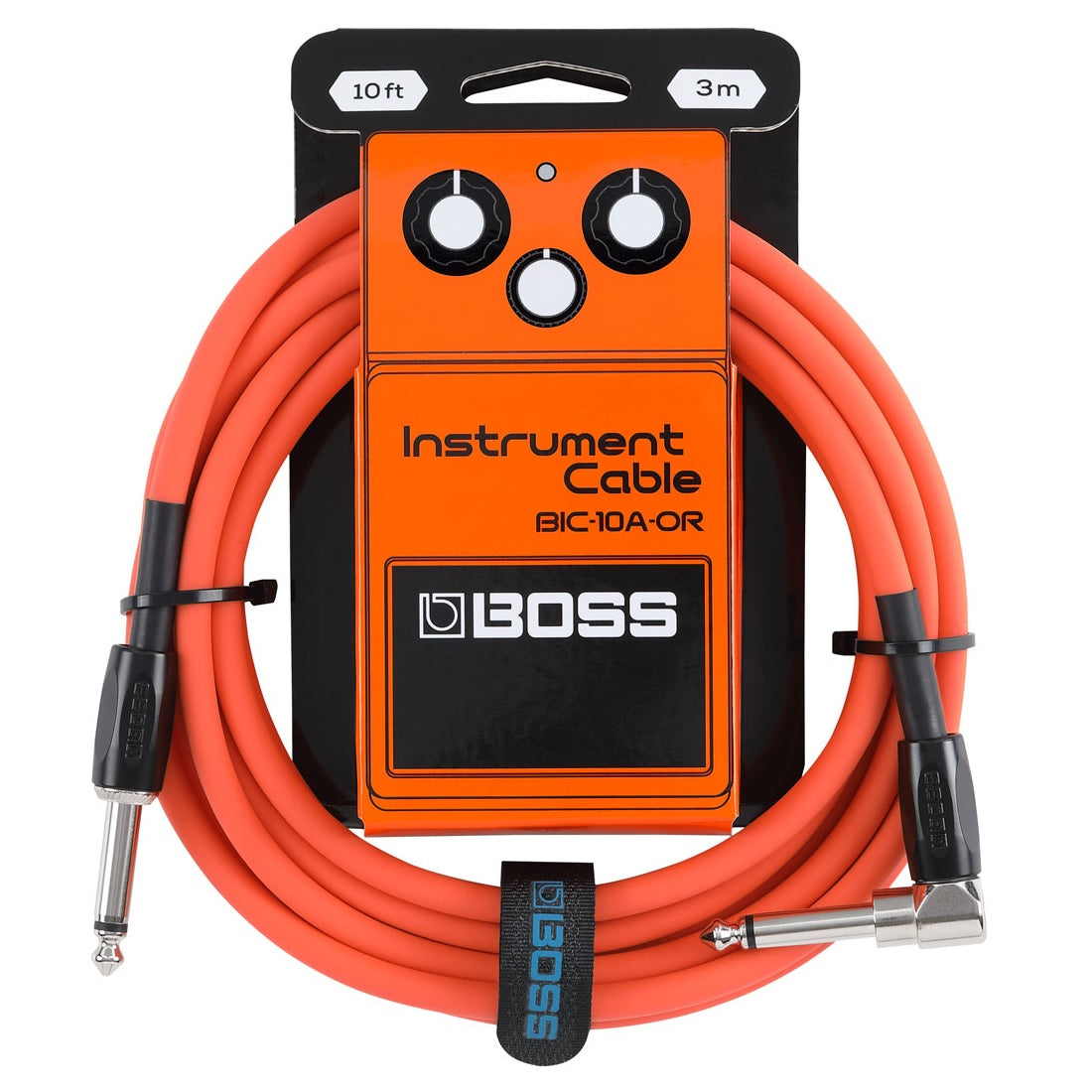 Boss - 10' Orange Right-Angle Instrument Cable #BIC-10A-OR