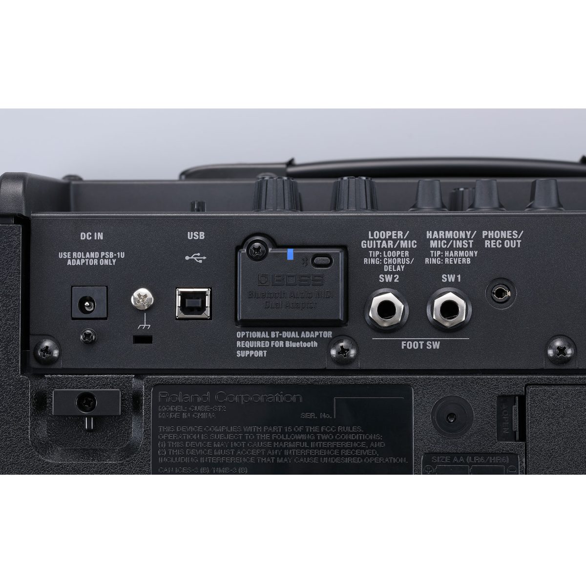 Boss DUALBT - Bluetooth® Audio Midi Adaptor inside an amplifier