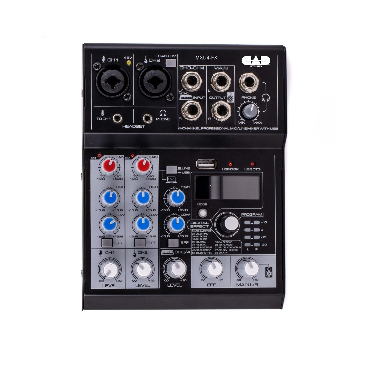 CAD Audio - MXU4-FX - 4 Channel Mixer With Usb Interface And Digital Effects