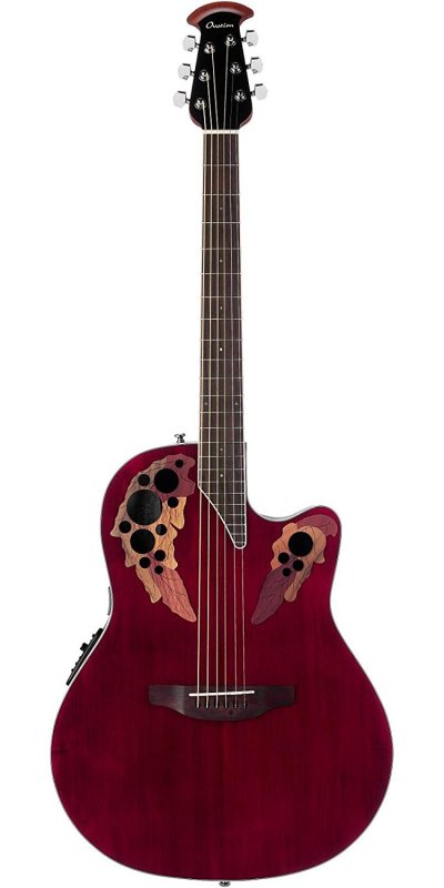 Ovation - Celebrity Elite Super Shallow Acoustic-Electric Guitar Ruby Red #CE48-RR