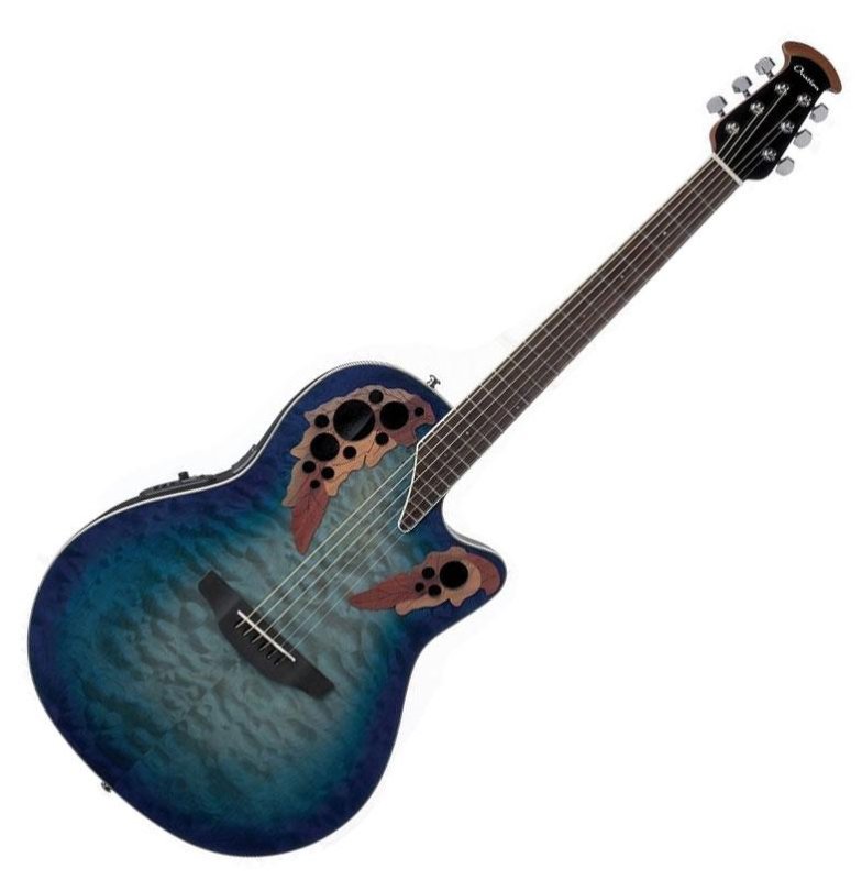 Ovation - Celebrity Elite Exotic Super Shallow Electric / Acoustic Guitar, Caribbean Blue/Natural Burst #CE48P-RG