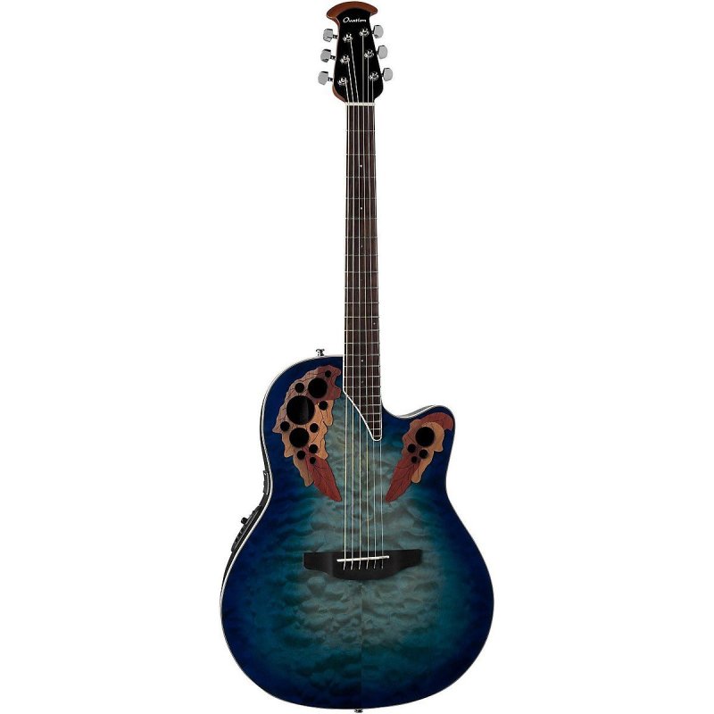 Ovation - Celebrity Elite Exotic Super Shallow Electric / Acoustic Guitar, Caribbean Blue/Natural Burst #CE48P-RG