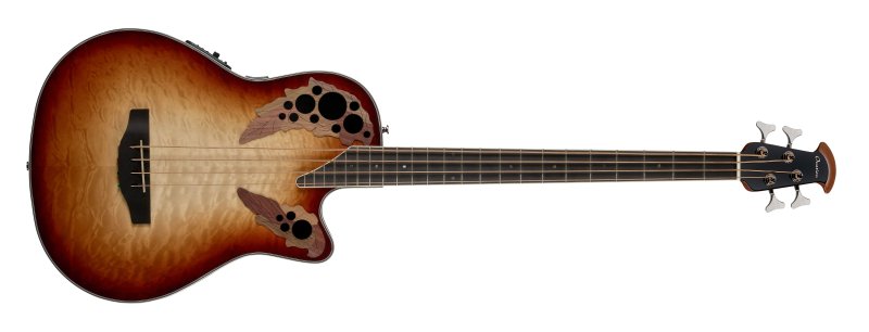 Ovation - Celebrity Elite Exotic Mid Quilt Maple Acoustic / Electric Bass, Cognac Burst / Natural Gloss #CEB44X-7C